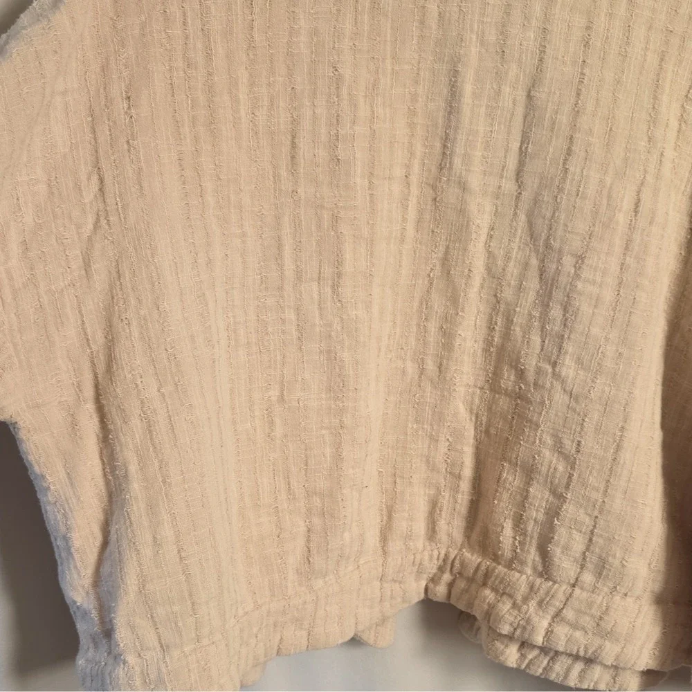 Free People Womens Beige Open Front Textured Collared Jacket Size SMALL